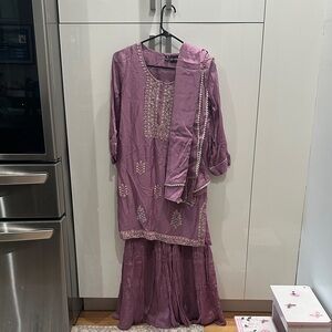 Elegant Purple Embroidered Outfit
